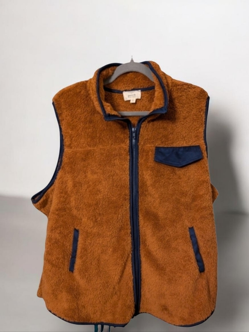 Blu Pepper Perch Faux Sherpa 2X Vest Brown and Navy NWOT
